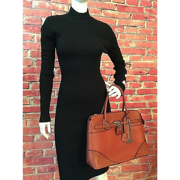 NWT Carmel Vegan Leather Covered Lock & Key Medium Top Handle Satchel Handbag - Picture 2 of 11